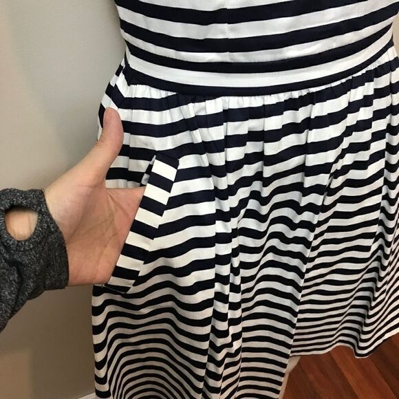 𝅺WOVEN Navy And White Stripe Zara Skater Dress - Picture 5 of 7